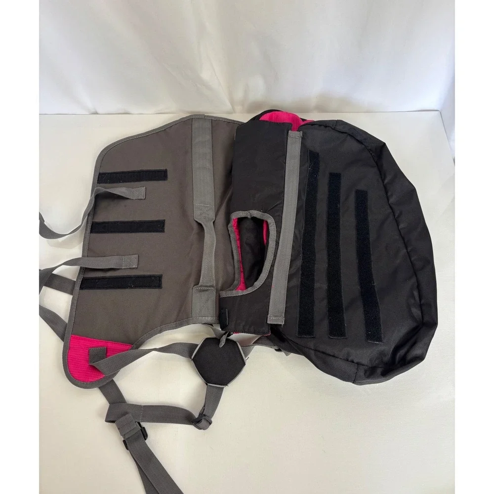 Outward Hound Dog Backpack Hiking Saddlebag Pink Black Reflective Large